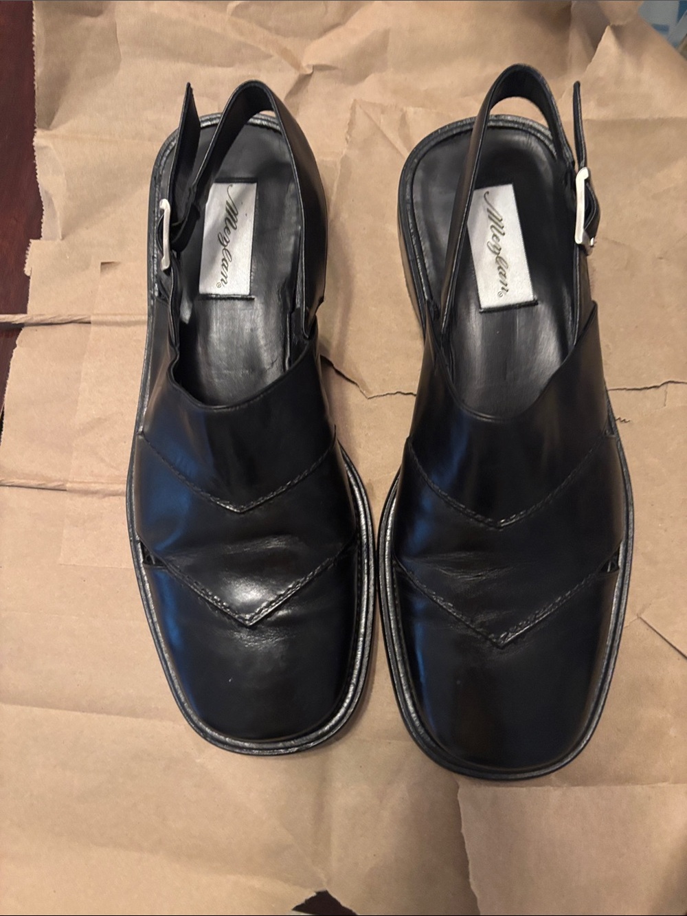 Mezlan Black Leather Men's Slingback Loafers